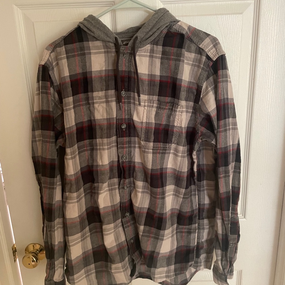 Eddie Bauer Flannel Button Up Hoodie